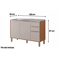 Balcão de Cozinha Esplêndida 120cm: Freijo/Off White - imagem 2