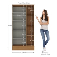 Armário Multiuso Espresso Cinamomo/Off White - 1 Porta e 7 Prateleiras | Design Moderno e Resistente - imagem 3