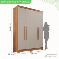 Guarda-Roupa Casal 4 Portas 2 Gavetas França Cinamomo/Off-White - Organização e Estilo no Dormitório - imagem 2