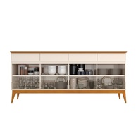 Buffet Aparador 187cm 4 Portas 4 Gavetas Magnum Off White/Cedro - imagem 2
