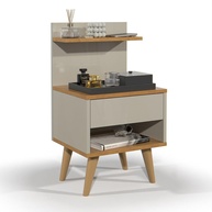 Mesa de Cabeceira Sleep com Gaveta e Pés Palito - Design Moderno Off White/Natural - imagem 1