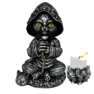 Gato Bruxo Wicca em Resina com Castiçal - Decoração Mística e Porta-Incensos 2 em 1 - imagem 2