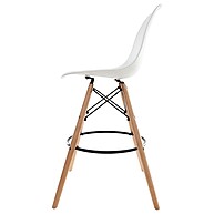 Banqueta Alta Eiffel Branca com Base de Madeira Wood - imagem 2