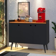 Aparador Buffet Balcão Wood New Retrô 3 Portas - Estilo Vintage para Sala e Cozinha - imagem 2