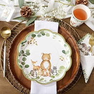 Pratos Decorativos Woodland Baby 9 Polegadas - Conjunto Premium de 16 Peças em Papel Resistente - imagem 2