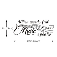 Decalque de Parede When Words Fail Music Speaks - Vinil Decorativo para Sala de Música - imagem 3