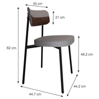 Cadeira Fixa Alloa 50 X 44,7 X 83,8 cm - Design Contemporâneo com Toques Retrô em Aço e Madeira Multilaminada Cinza - imagem 4