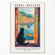 Arte de Parede Matisse com Gato Preto - Reprodução Clássica em Tela 40,6 x 61 cm - imagem 1