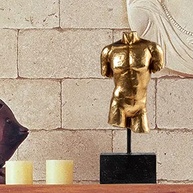 Busto Masculino em Resina - Escultura Decorativa Moderna com Acabamento Dourado | 7,6 x 3,8 x 21,3 cm - imagem 5