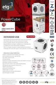 PowerCube ELG PWC-X4U/3M: Multiplicador 4 Tomadas Bivolt + 2 USB 2.4A, Cabo 3m, Cinza - imagem 5