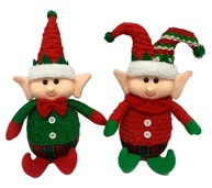 Enfeite Natalino Duende Sentado Xadrez - Decoração Encantadora para o Natal - imagem 1