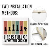 Life Is Full of Important Choices - Pôster de Xadrez em Tela 20x20cm | Decoração Elegante para Home Office e Presente para Amantes do Jogo - imagem 4