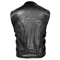 Xelement B95085 Colete masculino de couro preto para motociclista - alça lateral ajustável tripla avançada - imagem 4