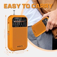 Rádio Portátil XHDATA D220: AM/FM/SW com Recepção Superior e Design Clássico (Laranja) - imagem 3