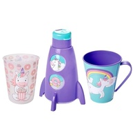 Kit Unicórnio Menina - Copo, Garrafa Foguete Giratória e Xícara Infantil - imagem 2