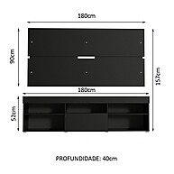 Rack e Painel TV 65” Preto Miami Madesa XP - imagem 2