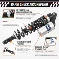 Amortecedores Traseiros Ajustáveis 340mm para Yamaha, Honda, Suzuki e Kawasaki - Performance e Conforto - imagem 3