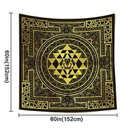 Tapeçaria Dourada Sri Yantra 152x152cm | Mandala Geometria Sagrada para Decoração Espiritual - imagem 3