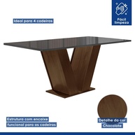 Sala de Jantar Completa: Mesa e 4 Cadeiras Yescasa - imagem 2