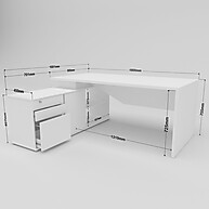 Mesa Diretor L com 3 Gavetas e 1 Porta Spring Yescasa - imagem 2