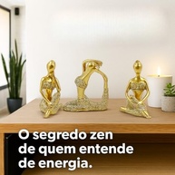 Kit Decoração Zen Mulher Yoga 3 Peças – Mini Estátuas em Resina Premium para Mesa, Sala ou Home Office – Feng Shui, Relaxamento, Presente Espiritual - imagem 3