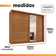 Guarda-Roupa Imperador com Espelho e 6 Gavetas - Zanzini - imagem 2