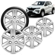 Kit 4 Calotas Aro 14 Kwid Zen 2020 Prata Grid - Design Esportivo e Proteção - imagem 1