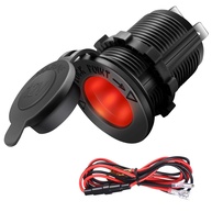 Soquete Isqueiro 12V/24V Universal à Prova d'Água com LED Vermelho - ZHSMS - imagem 1