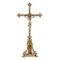Crucifixo de Metal Católico BC 19,8 cm - Decoração Devota em Liga de Zinco com Revestimento Dourado - imagem 2