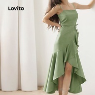 Vestido Elegante Lovito: Babados e Zíper - imagem 2
