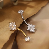 Piercing Umbigo Titânio: Flor com Zircônia - imagem 2