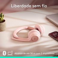 Headset Sem Fio Logitech Zone 300 Com Microfone Flip-to-Mute com Cancelamento de Ruído, Conexão Bluetooth, Bateria Recarregável via USB-C e Almofadas Confortáveis - Grafite - imagem 4