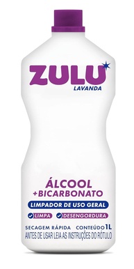 Álcool Líquido com Bicarbonato Zulu 1L Lavanda - Limpeza Potente e Perfumada - imagem 1