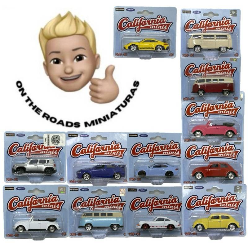 Miniatura 1/64 Califórnia Minis: Coleção de Carros Clássicos e Modernos