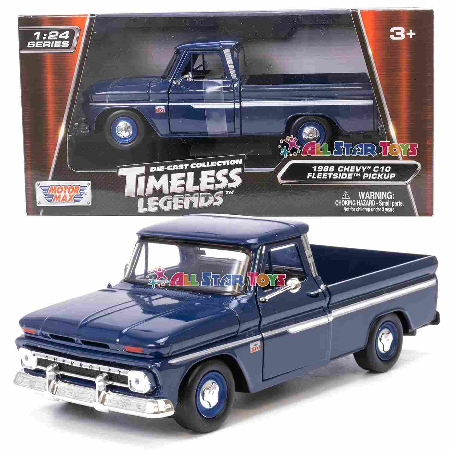 Miniatura Chevrolet C10 Fleetside 1966 Azul Escuro - Coleção 1/24