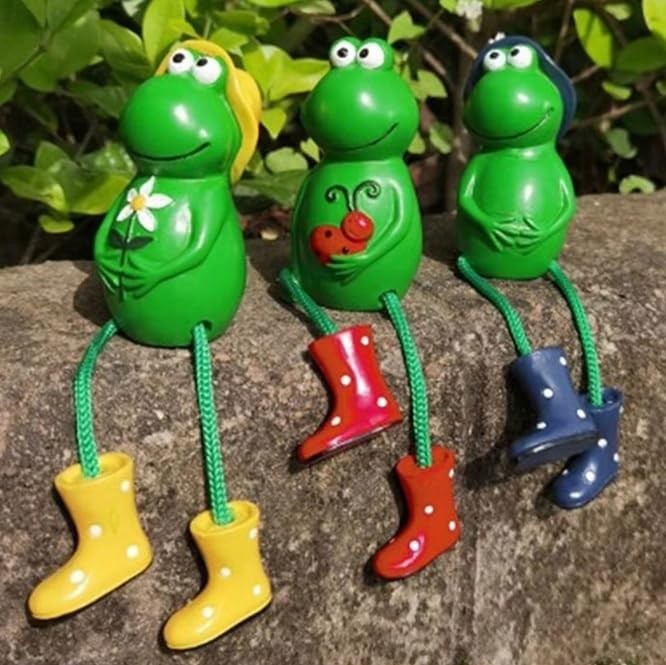 Sapo Engraçado em Miniatura - Estátua de Decoração para Vasos e Jardim