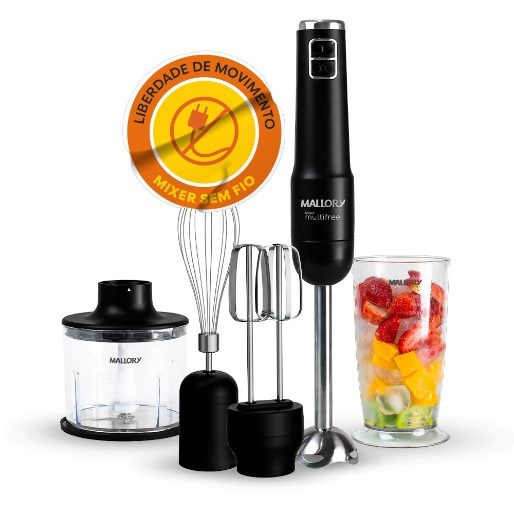 Mixer Mallory Multifree: 4 em 1 Sem Fio!