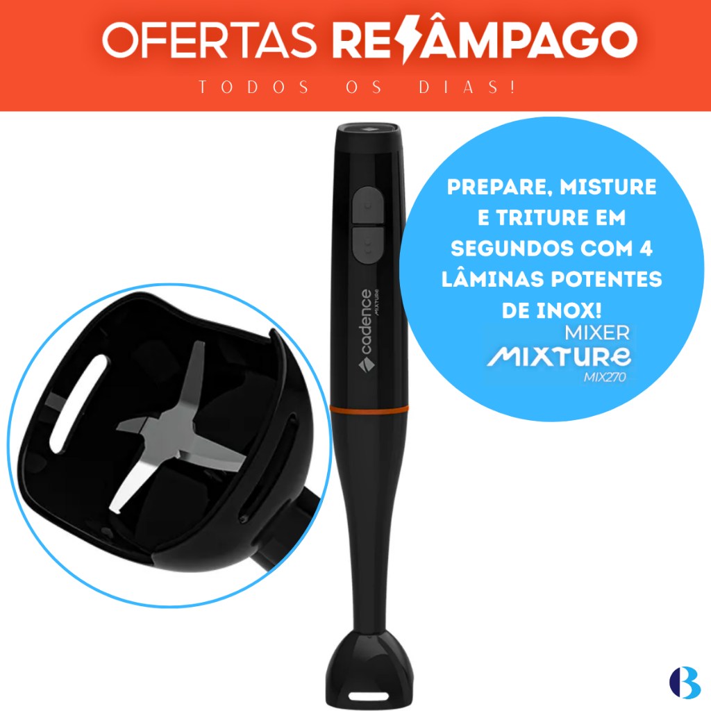 Mixer Portátil Cadence Mix270: Potência e Praticidade para Sopas, Sucos e Molhos