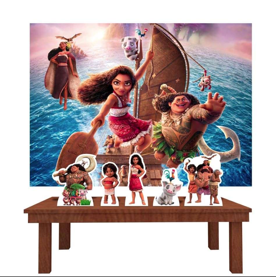 Kit Decoração Festa Infantil Moana 2 - Painel + Displays Personalizados