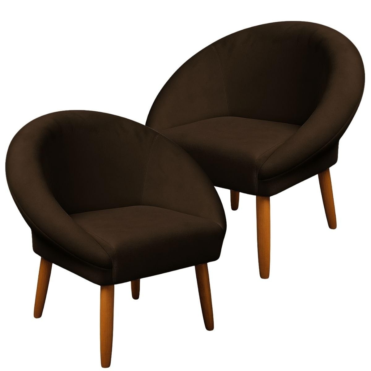 Kit 2 Poltronas Cadeira Decorativa Marrom para Sala de Espera | Design Elegante com Pés Palito MOBLAN