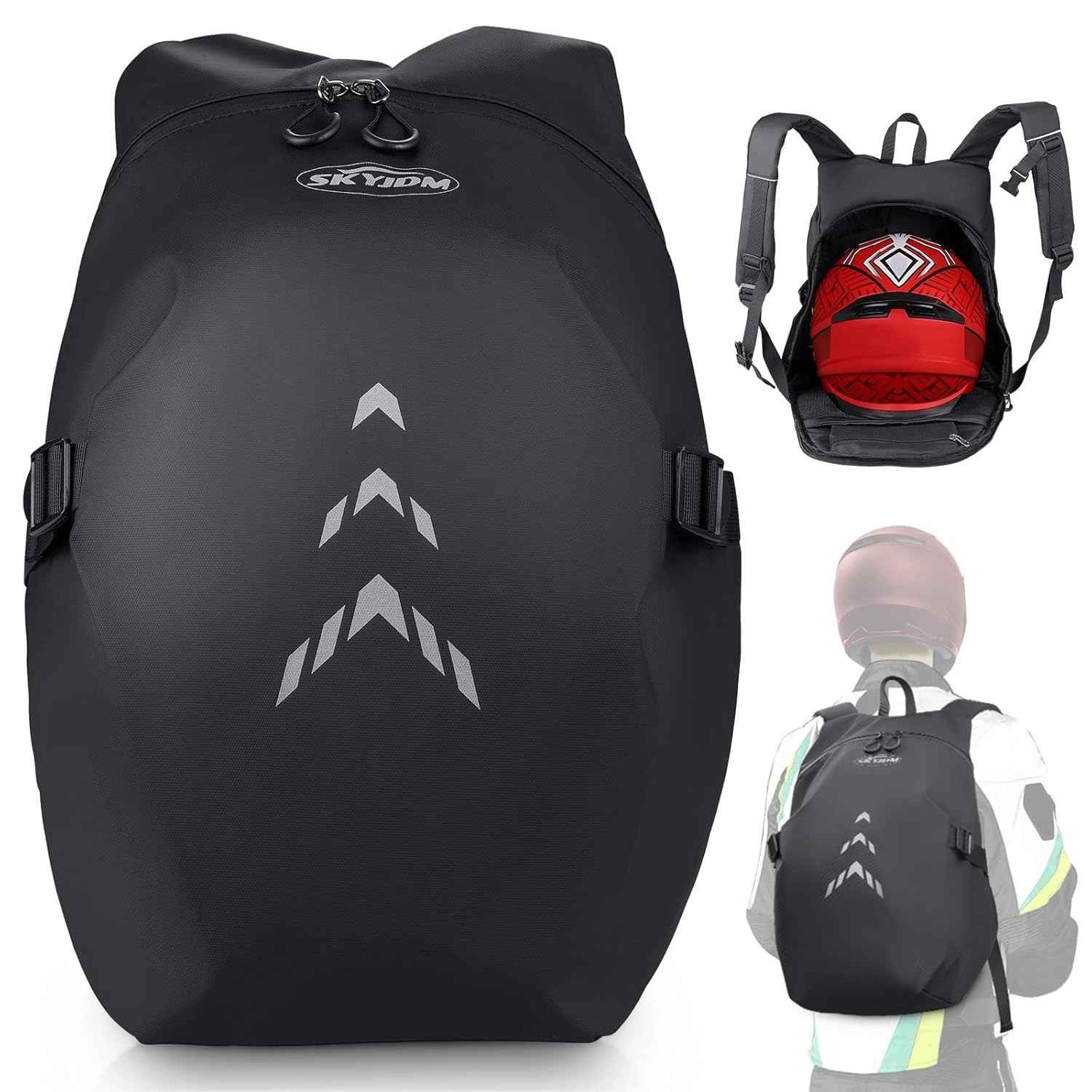 Mochila de motocicleta masculina - Mochila de capacete impermeável de grande capacidade para homens com bolso para laptop, grande