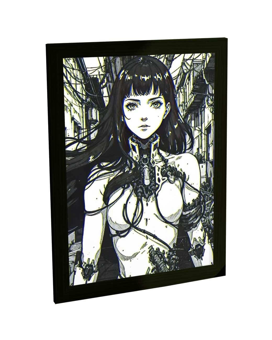 Quadro Decorativo Anime Garota Cyberpunk - Estética Japonesa Moderna para Quarto e Sala