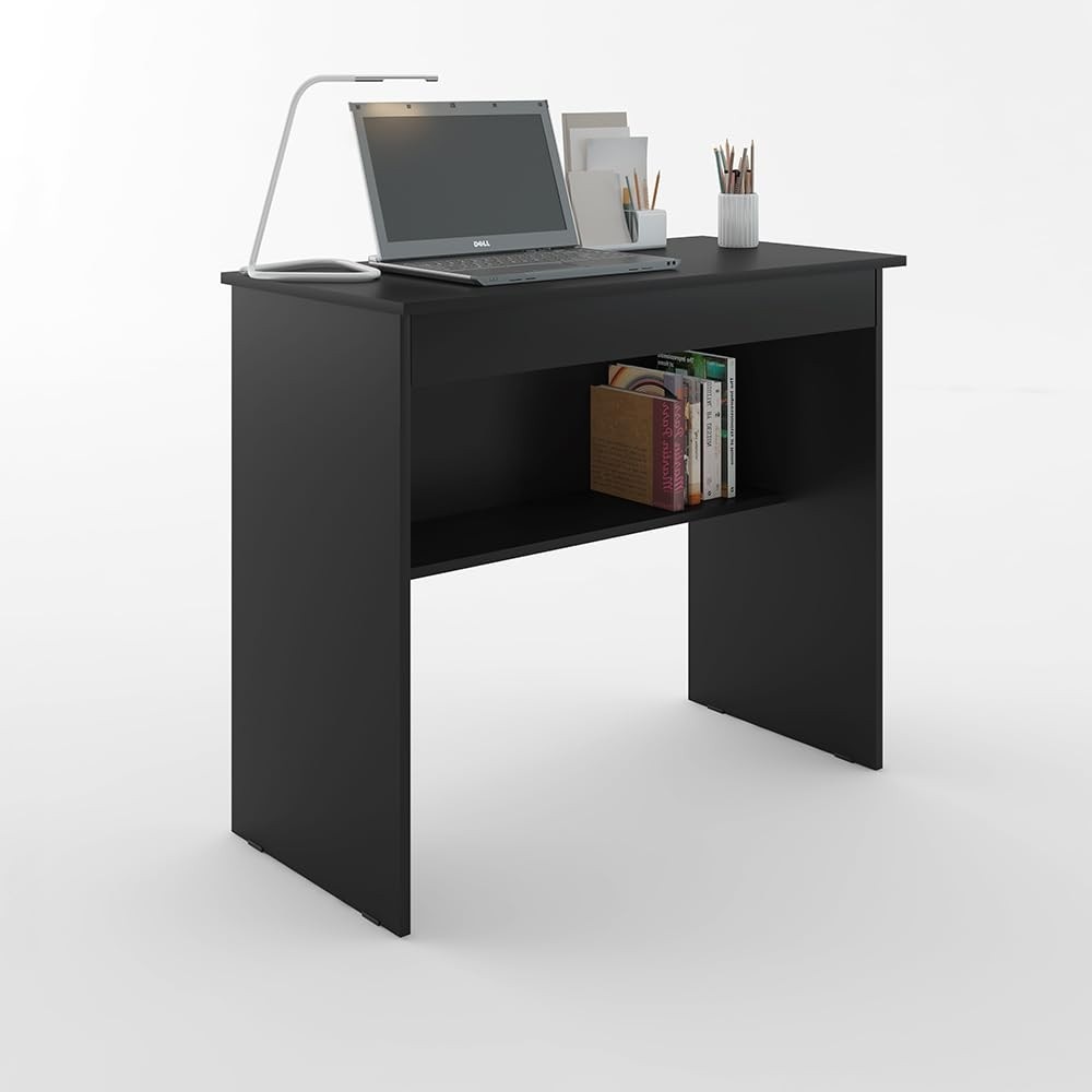 Escrivaninha Moderna com Gaveta e Prateleira - Design Compacto para Estudo e Trabalho
