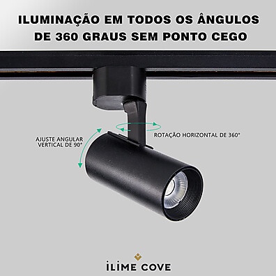 Luxuoso Spot LED Trilho 2m Preto com 6 Spots – Iluminação Moderna