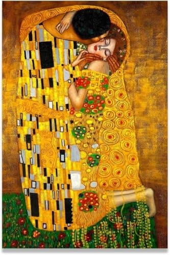 Quadro O Beijo de Gustav Klimt - Arte Moderna em Canvas para Decoração de Ambientes