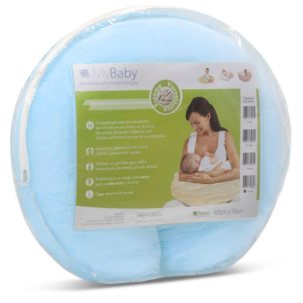 Almofada de Amamentação MYBABY Azul - Conforto e Suporte para Mães Modernas