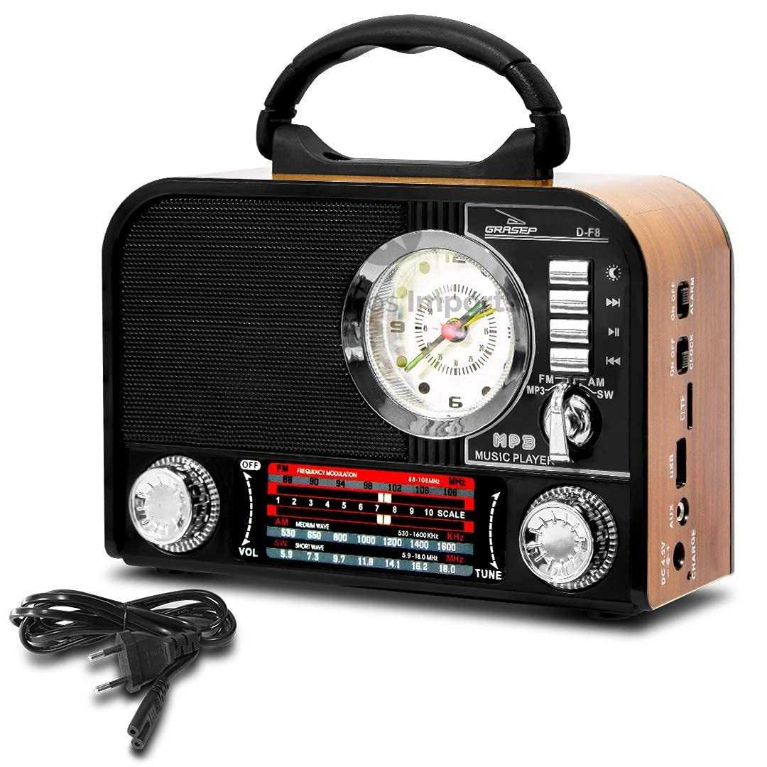 Rádio Retrô Bluetooth Marrom - Design Vintage com Som Potente e Funções Modernas