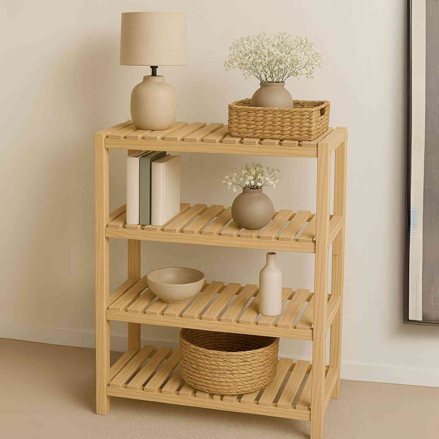 Estante de Madeira Maciça 100x70 com 4 Prateleiras - Design Moderno e Resistente