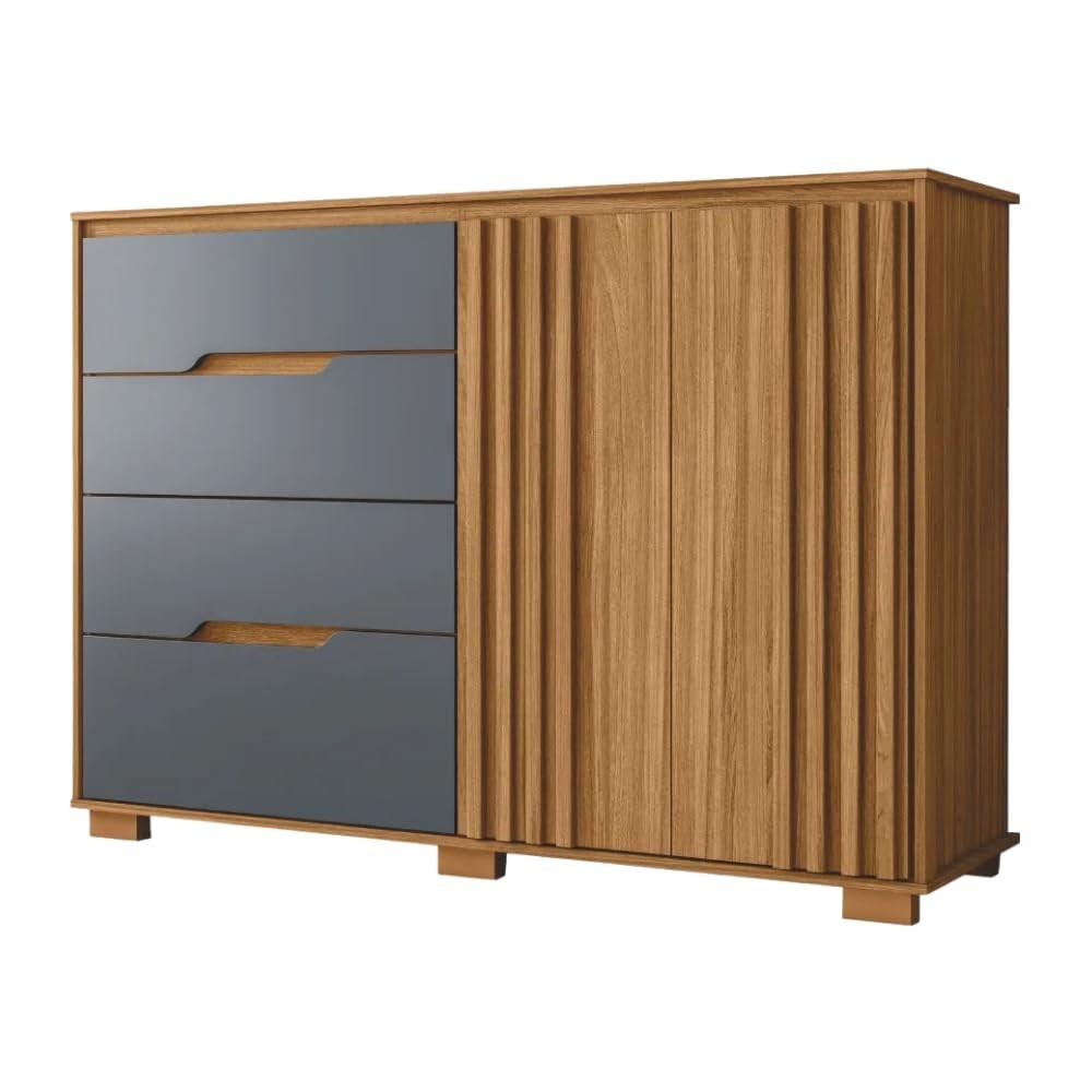 Cômoda 4 Gavetas 2 Portas Texas Freijó/Cinza - Design Moderno e Funcionalidade