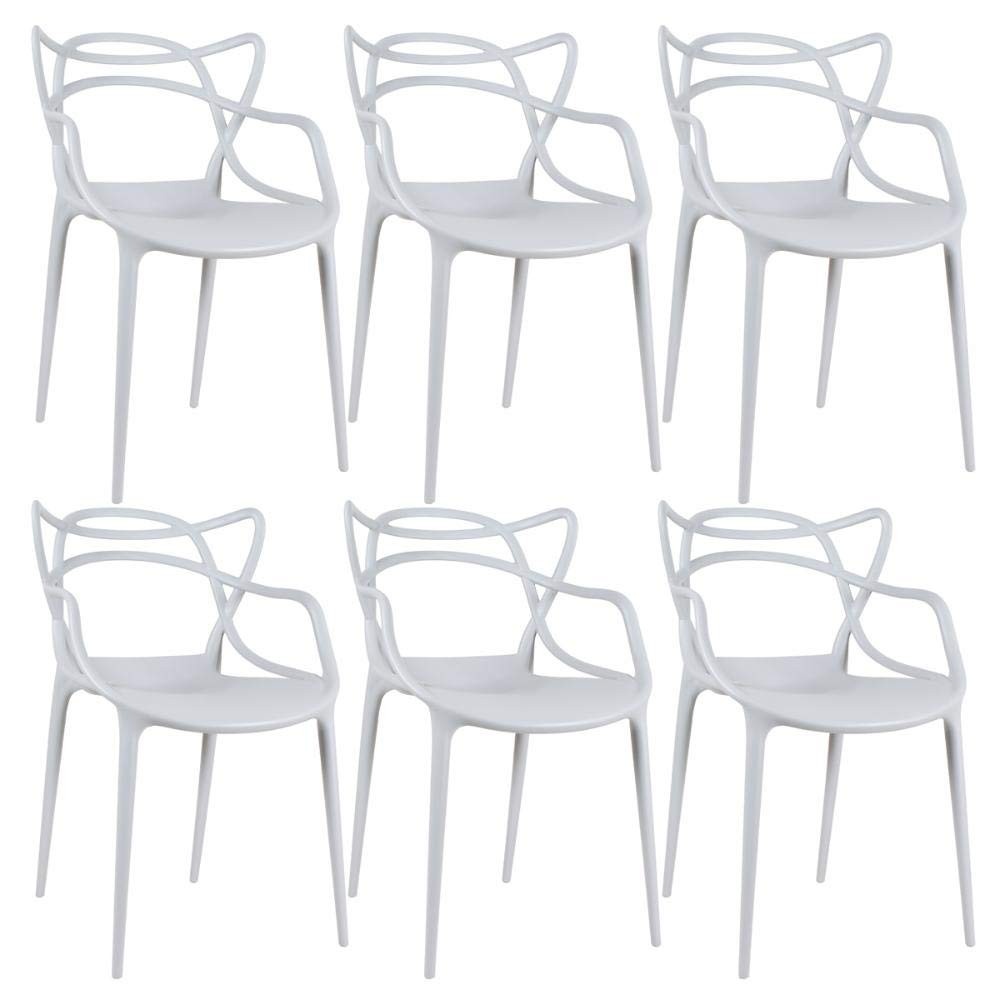 Conjunto de 6 Cadeiras Allegra - Design Moderno em Polipropileno, Empilháveis e Resistentes para Sala, Cozinha, Jantar ou Varanda